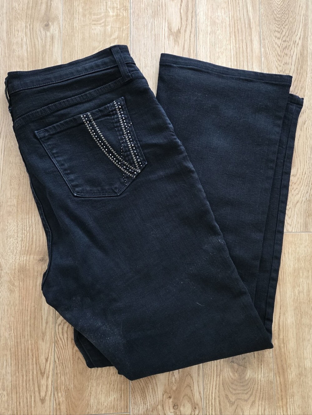 NYDJ "Butt Lift", Boot Cut Black Jeans In Size 14